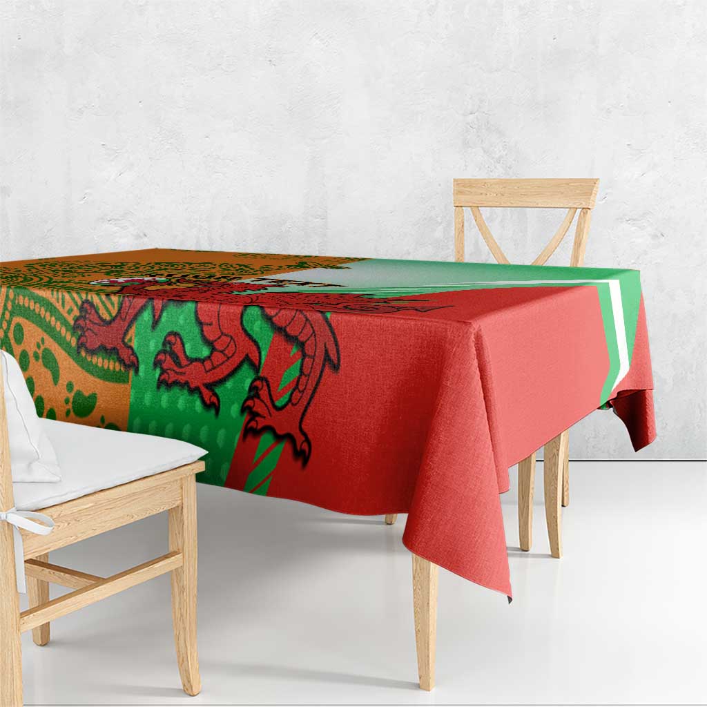 Custom Australia And Wales Rugby Tablecloth Wallabies Welsh Mascots Dynamic Version - Wonder Print Shop