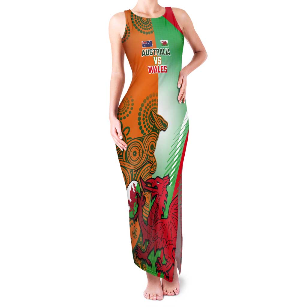 Custom Australia And Wales Rugby Tank Maxi Dress Wallabies Welsh Mascots Dynamic Version - Wonder Print Shop