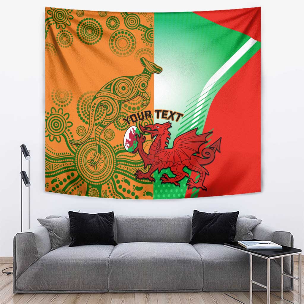 Custom Australia And Wales Rugby Tapestry Wallabies Welsh Mascots Dynamic Version - Wonder Print Shop