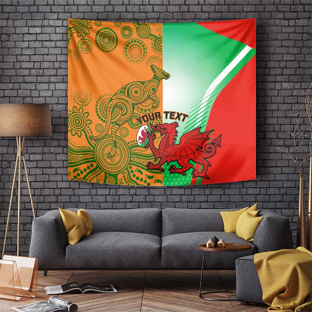 Custom Australia And Wales Rugby Tapestry Wallabies Welsh Mascots Dynamic Version - Wonder Print Shop