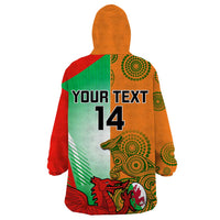 Custom Australia And Wales Rugby Wearable Blanket Hoodie Wallabies Welsh Mascots Dynamic Version - Wonder Print Shop