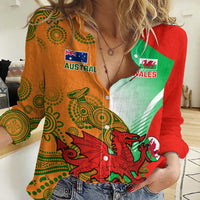 Custom Australia And Wales Rugby Women Casual Shirt Wallabies Welsh Mascots Dynamic Version - Wonder Print Shop