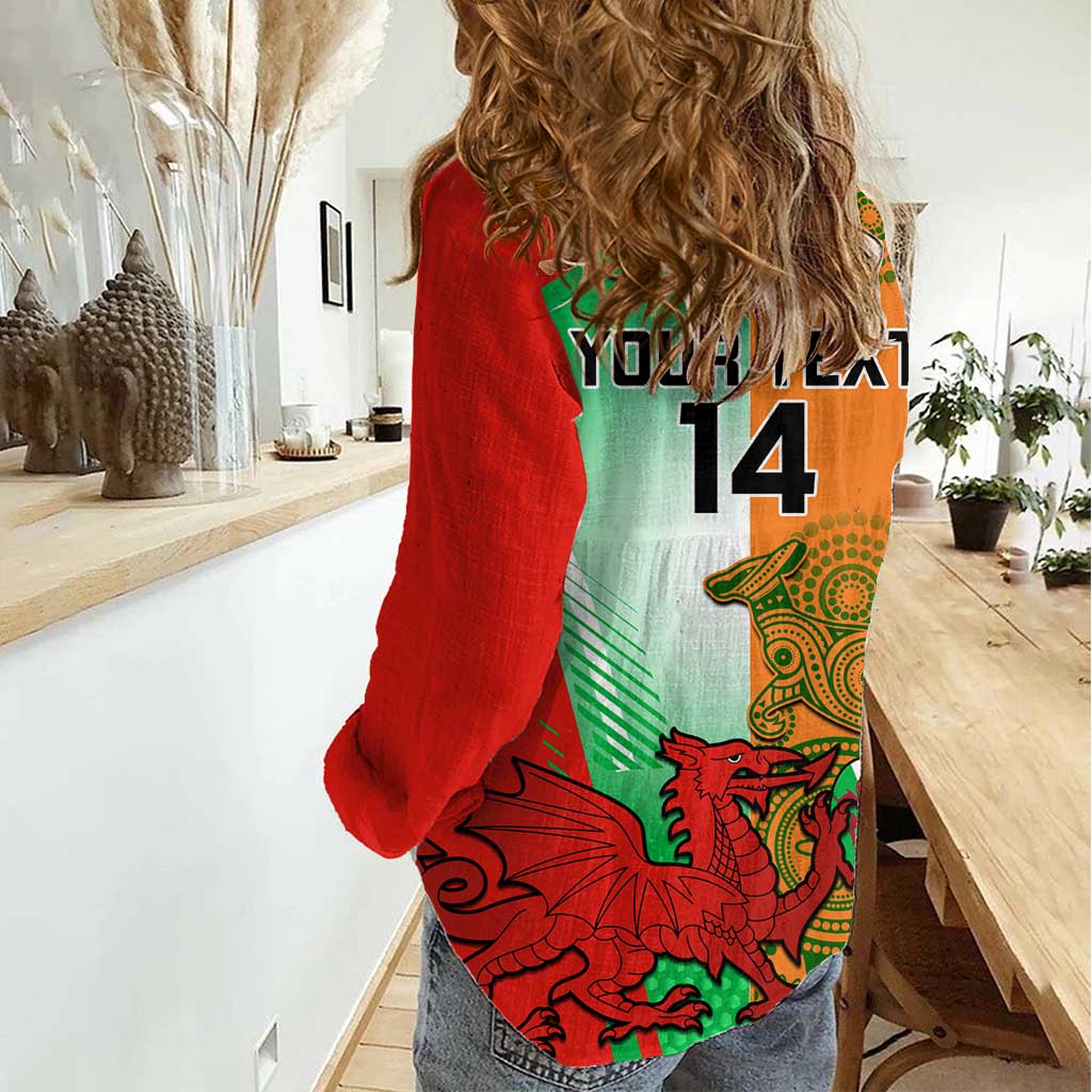 Custom Australia And Wales Rugby Women Casual Shirt Wallabies Welsh Mascots Dynamic Version - Wonder Print Shop