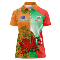 Custom Australia And Wales Rugby Women Polo Shirt Wallabies Welsh Mascots Dynamic Version - Wonder Print Shop