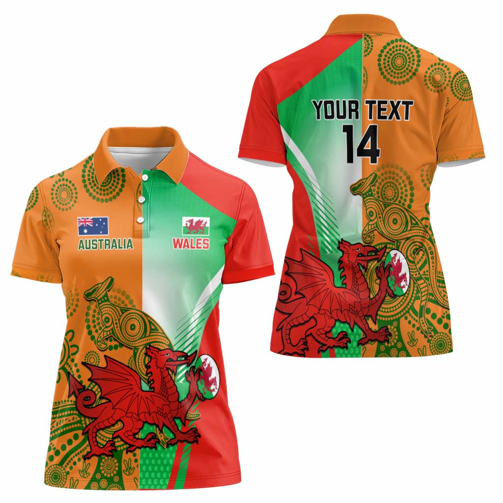 Custom Australia And Wales Rugby Women Polo Shirt Wallabies Welsh Mascots Dynamic Version - Wonder Print Shop