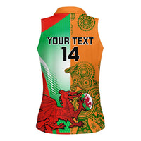 Custom Australia And Wales Rugby Women Sleeveless Polo Shirt Wallabies Welsh Mascots Dynamic Version - Wonder Print Shop