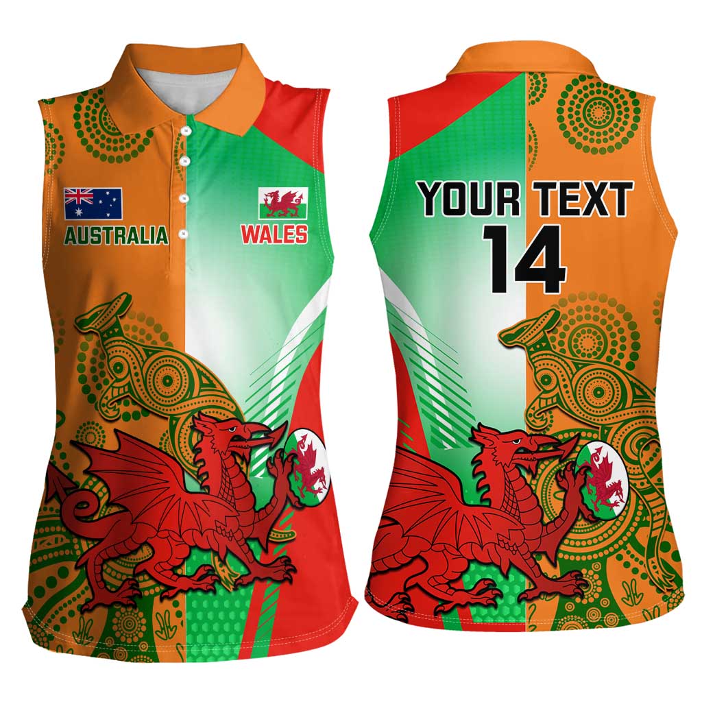 Custom Australia And Wales Rugby Women Sleeveless Polo Shirt Wallabies Welsh Mascots Dynamic Version - Wonder Print Shop