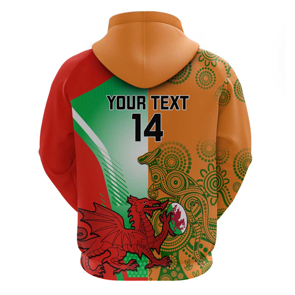 Custom Australia And Wales Rugby Zip Hoodie Wallabies Welsh Mascots Dynamic Version - Wonder Print Shop