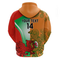Custom Australia And Wales Rugby Zip Hoodie Wallabies Welsh Mascots Dynamic Version - Wonder Print Shop