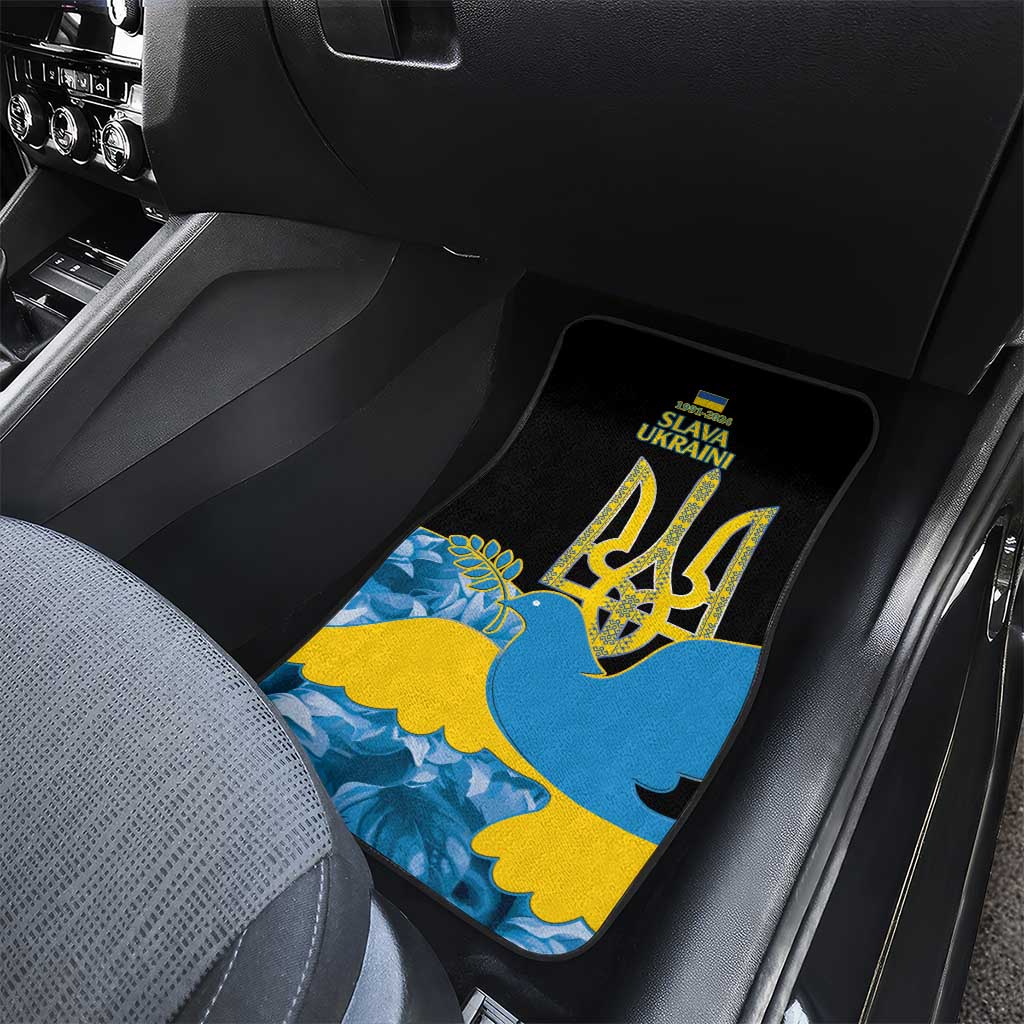 Ukraine Independence Day Car Mats Slava Ukraini Ukrainian Trident With Sunflowers - Wonder Print Shop