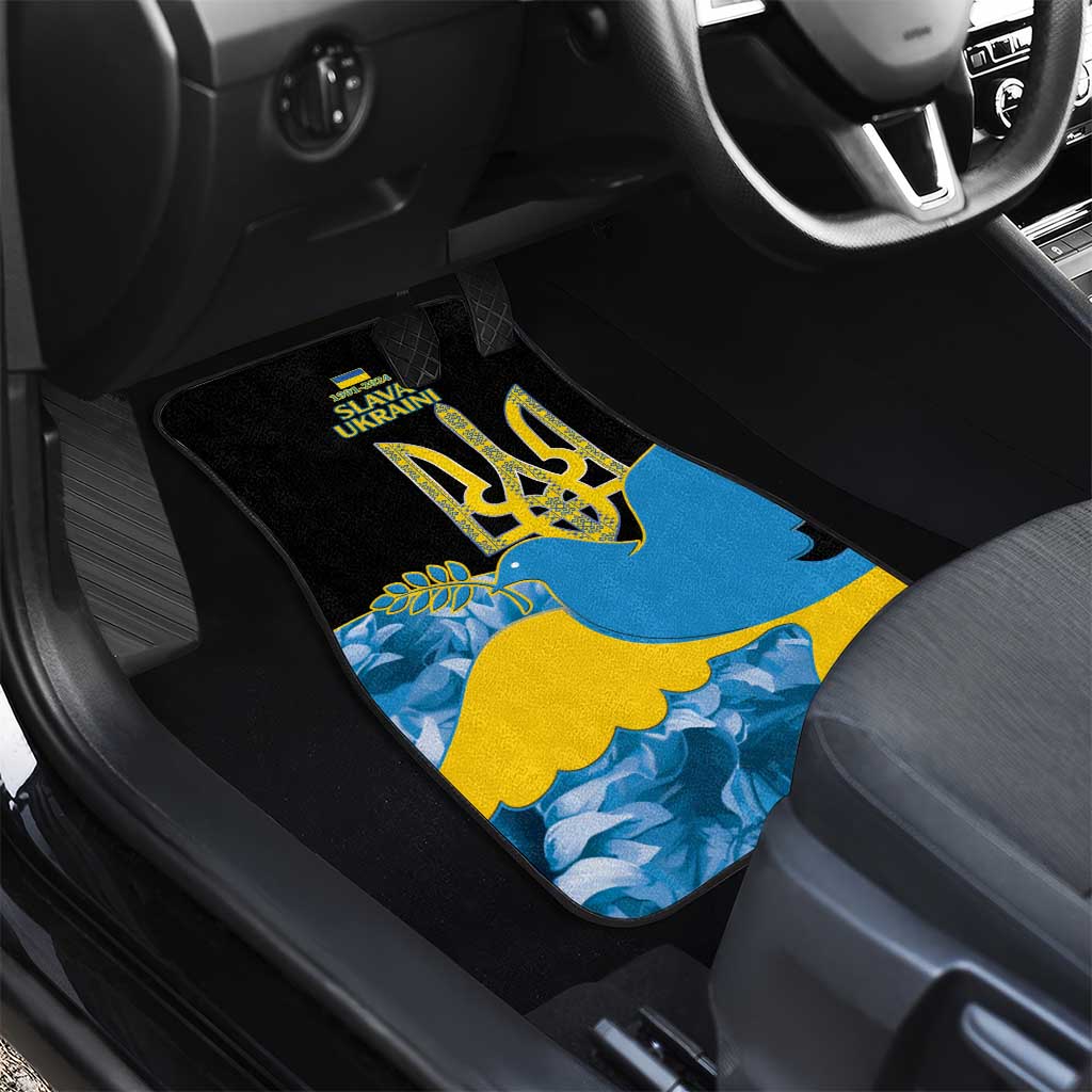 Ukraine Independence Day Car Mats Slava Ukraini Ukrainian Trident With Sunflowers - Wonder Print Shop