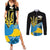 Ukraine Independence Day Couples Matching Summer Maxi Dress and Long Sleeve Button Shirt Slava Ukraini Ukrainian Trident With Sunflowers - Wonder Print Shop