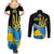 Ukraine Independence Day Couples Matching Summer Maxi Dress and Long Sleeve Button Shirt Slava Ukraini Ukrainian Trident With Sunflowers - Wonder Print Shop