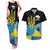 Ukraine Independence Day Couples Matching Tank Maxi Dress and Hawaiian Shirt Slava Ukraini Ukrainian Trident With Sunflowers - Wonder Print Shop