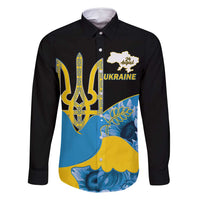 Ukraine Independence Day Family Matching Long Sleeve Bodycon Dress and Hawaiian Shirt Slava Ukraini Ukrainian Trident With Sunflowers - Wonder Print Shop