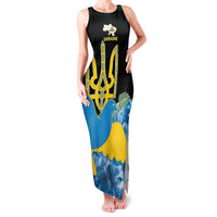 Ukraine Independence Day Family Matching Tank Maxi Dress and Hawaiian Shirt Slava Ukraini Ukrainian Trident With Sunflowers - Wonder Print Shop