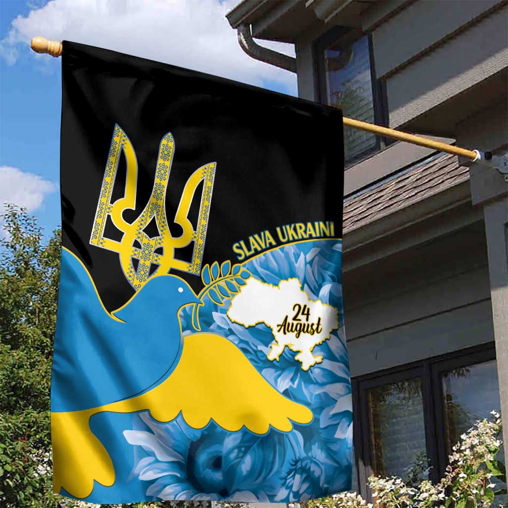 Ukraine Independence Day Garden Flag Slava Ukraini Ukrainian Trident With Sunflowers - Wonder Print Shop