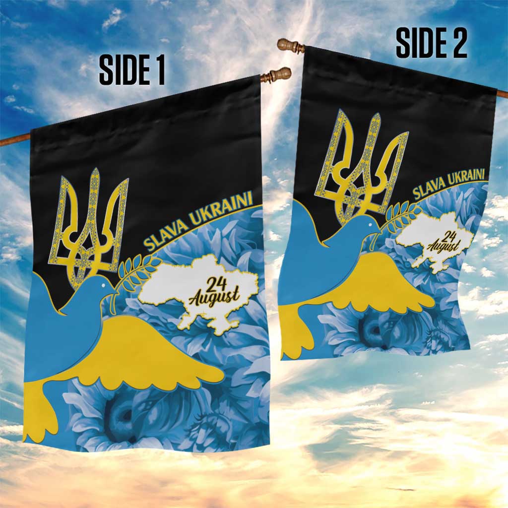 Ukraine Independence Day Garden Flag Slava Ukraini Ukrainian Trident With Sunflowers - Wonder Print Shop