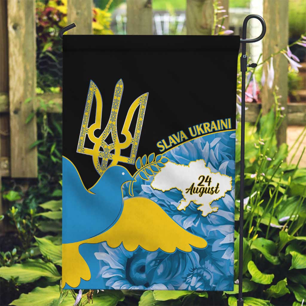 Ukraine Independence Day Garden Flag Slava Ukraini Ukrainian Trident With Sunflowers - Wonder Print Shop
