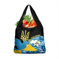 Ukraine Independence Day Grocery Bag Slava Ukraini Ukrainian Trident With Sunflowers