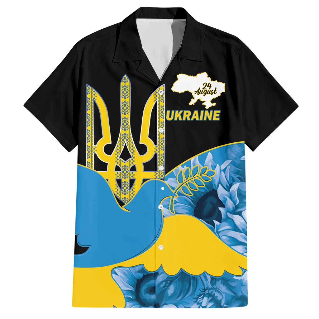 Ukraine Independence Day Hawaiian Shirt Slava Ukraini Ukrainian Trident With Sunflowers - Wonder Print Shop