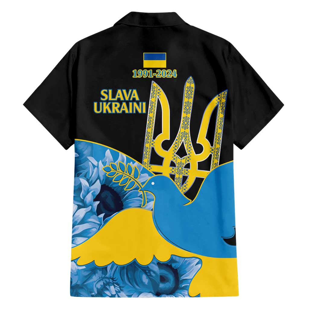 Ukraine Independence Day Hawaiian Shirt Slava Ukraini Ukrainian Trident With Sunflowers - Wonder Print Shop