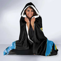 Ukraine Independence Day Hooded Blanket Slava Ukraini Ukrainian Trident With Sunflowers