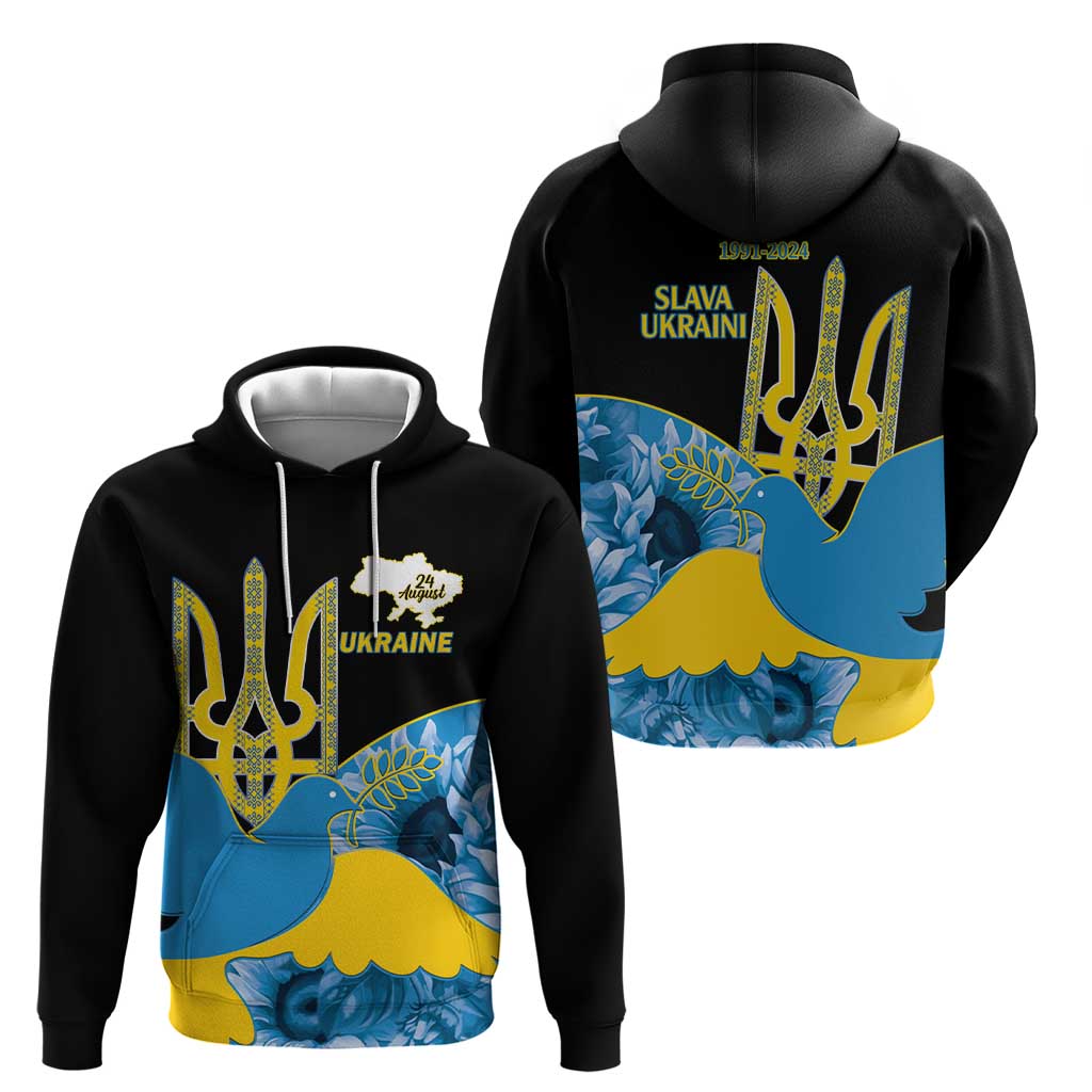 Ukraine Independence Day Hoodie Slava Ukraini Ukrainian Trident With Sunflowers - Wonder Print Shop