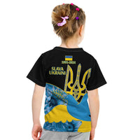 Ukraine Independence Day Kid T Shirt Slava Ukraini Ukrainian Trident With Sunflowers - Wonder Print Shop