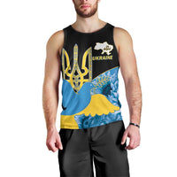 Ukraine Independence Day Men Tank Top Slava Ukraini Ukrainian Trident With Sunflowers - Wonder Print Shop