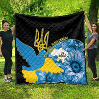 Ukraine Independence Day Quilt Slava Ukraini Ukrainian Trident With Sunflowers - Wonder Print Shop