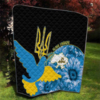 Ukraine Independence Day Quilt Slava Ukraini Ukrainian Trident With Sunflowers - Wonder Print Shop