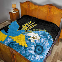 Ukraine Independence Day Quilt Slava Ukraini Ukrainian Trident With Sunflowers - Wonder Print Shop