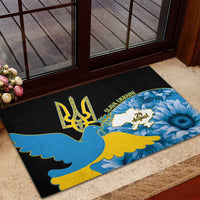 Ukraine Independence Day Rubber Doormat Slava Ukraini Ukrainian Trident With Sunflowers - Wonder Print Shop