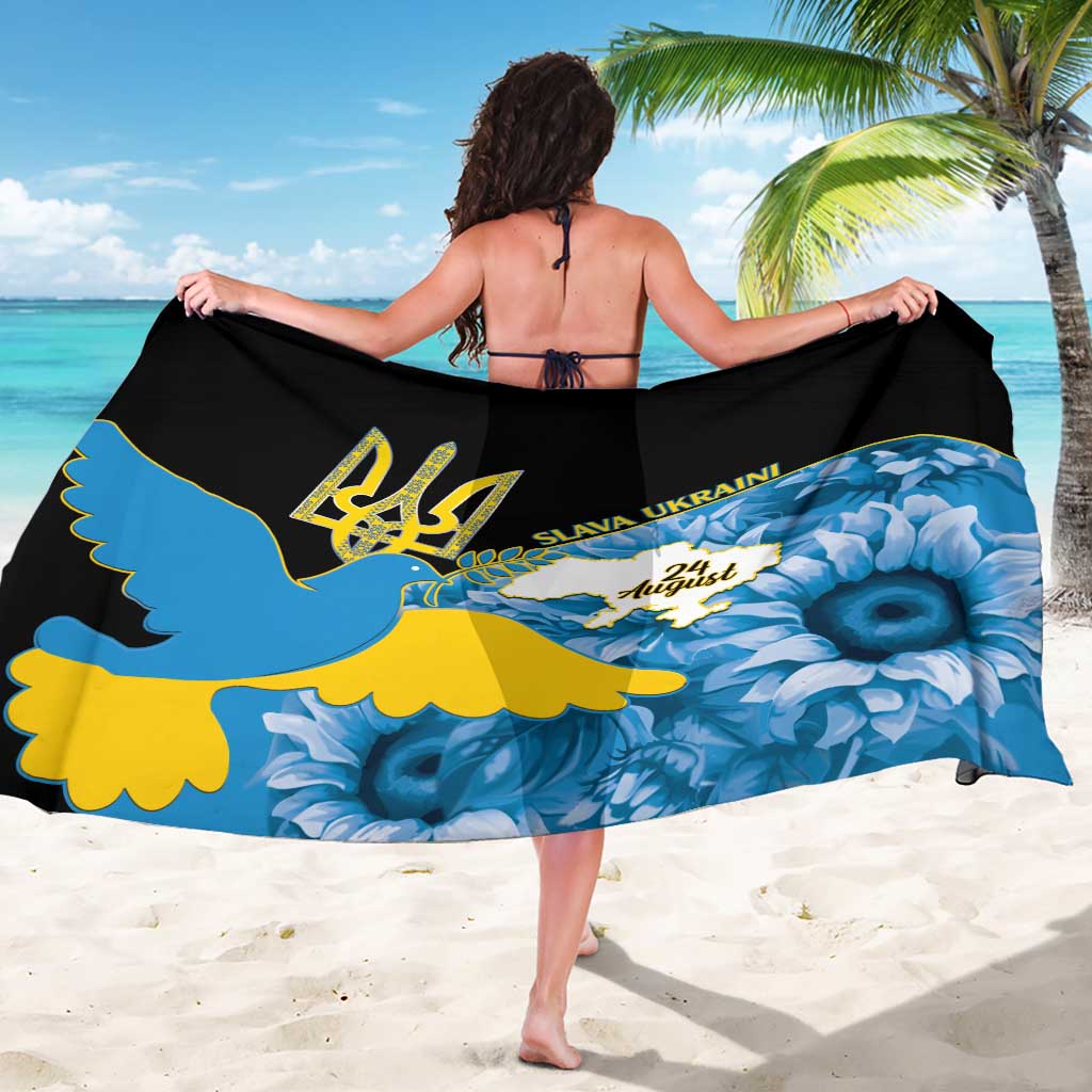 Ukraine Independence Day Sarong Slava Ukraini Ukrainian Trident With Sunflowers - Wonder Print Shop