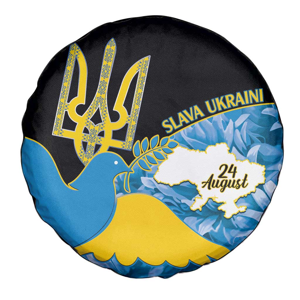 Ukraine Independence Day Spare Tire Cover Slava Ukraini Ukrainian Trident With Sunflowers - Wonder Print Shop