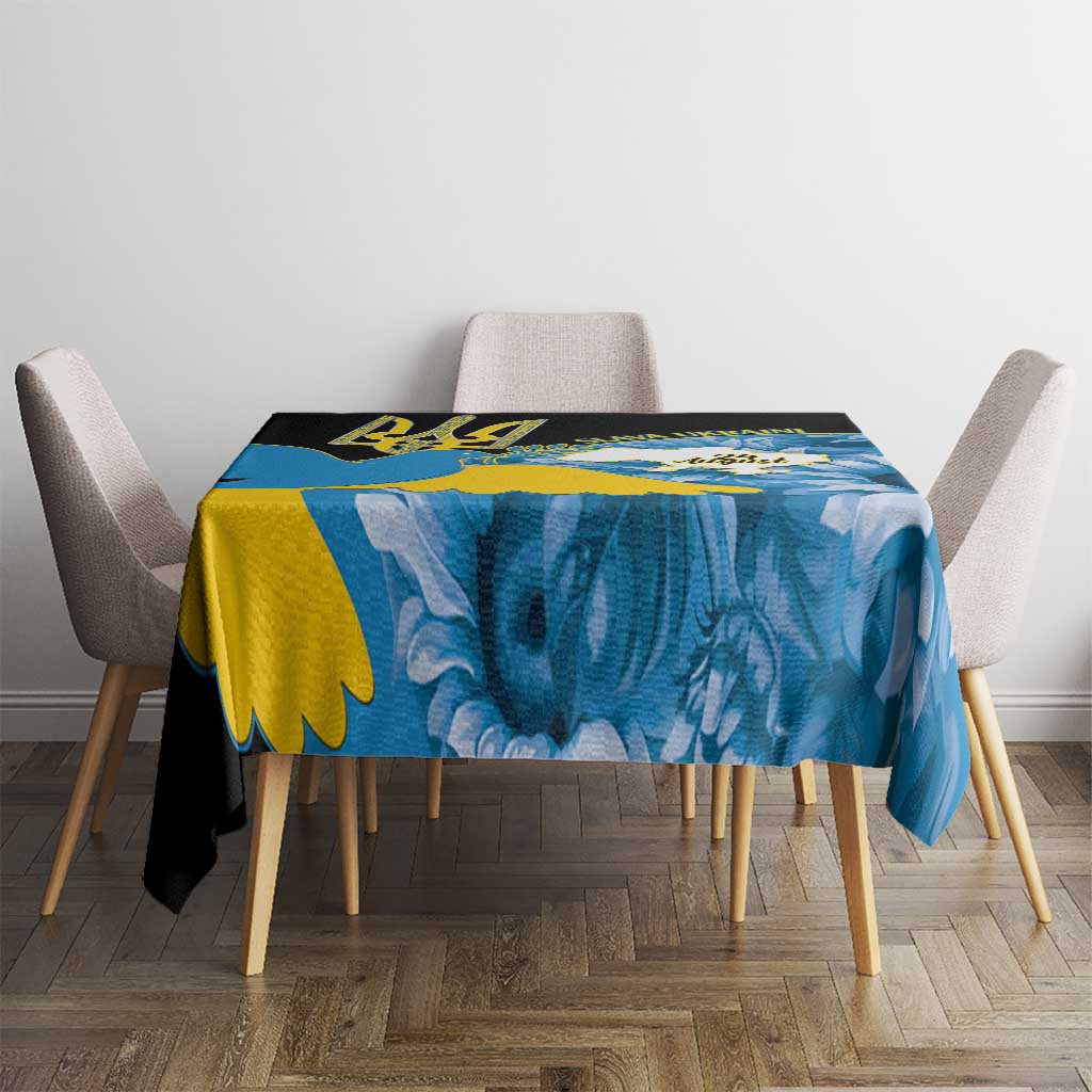 Ukraine Independence Day Tablecloth Slava Ukraini Ukrainian Trident With Sunflowers - Wonder Print Shop