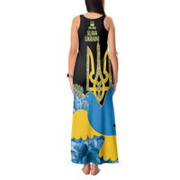 Ukraine Independence Day Tank Maxi Dress Slava Ukraini Ukrainian Trident With Sunflowers - Wonder Print Shop