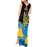 Ukraine Independence Day Tank Maxi Dress Slava Ukraini Ukrainian Trident With Sunflowers - Wonder Print Shop