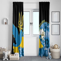 Ukraine Independence Day Window Curtain Slava Ukraini Ukrainian Trident With Sunflowers - Wonder Print Shop