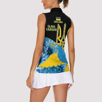 Ukraine Independence Day Women Sleeveless Polo Shirt Slava Ukraini Ukrainian Trident With Sunflowers - Wonder Print Shop