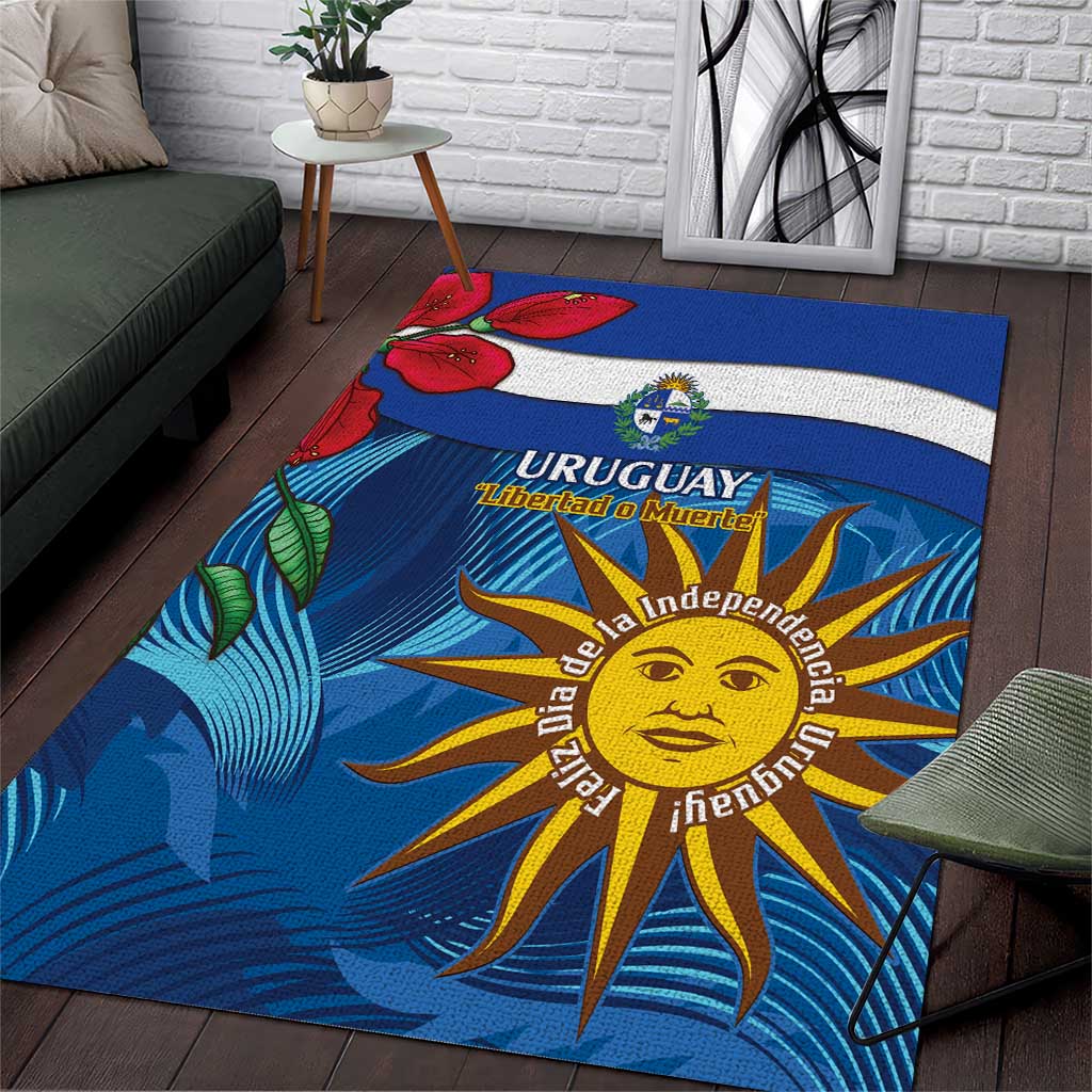 Uruguay Independence Day Area Rug 25 De Agosto Coat Of Arms With Ceibo - Wonder Print Shop