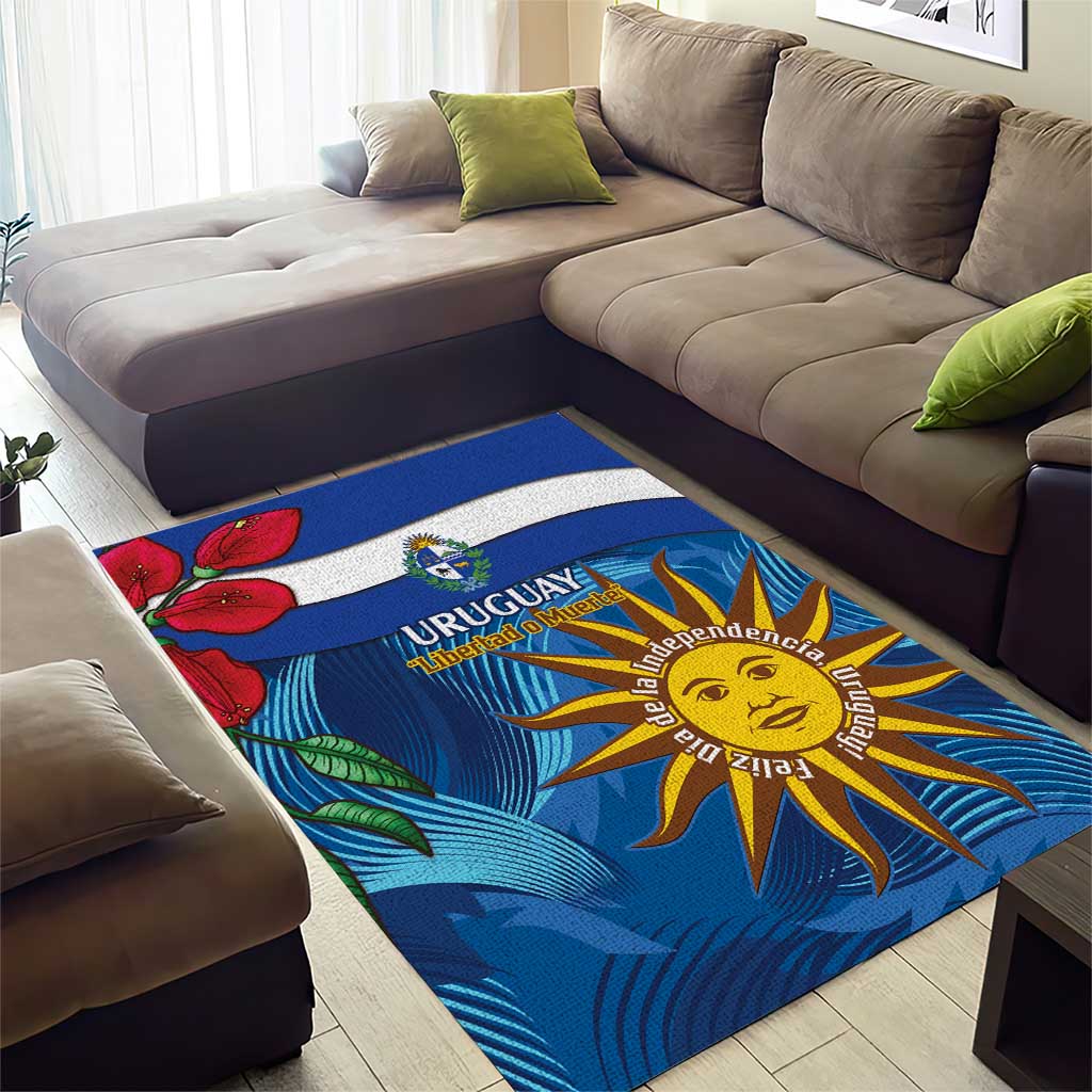 Uruguay Independence Day Area Rug 25 De Agosto Coat Of Arms With Ceibo - Wonder Print Shop