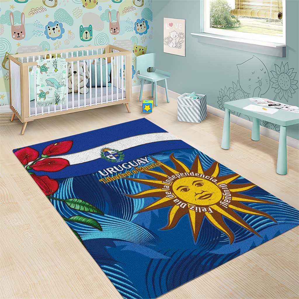 Uruguay Independence Day Area Rug 25 De Agosto Coat Of Arms With Ceibo - Wonder Print Shop