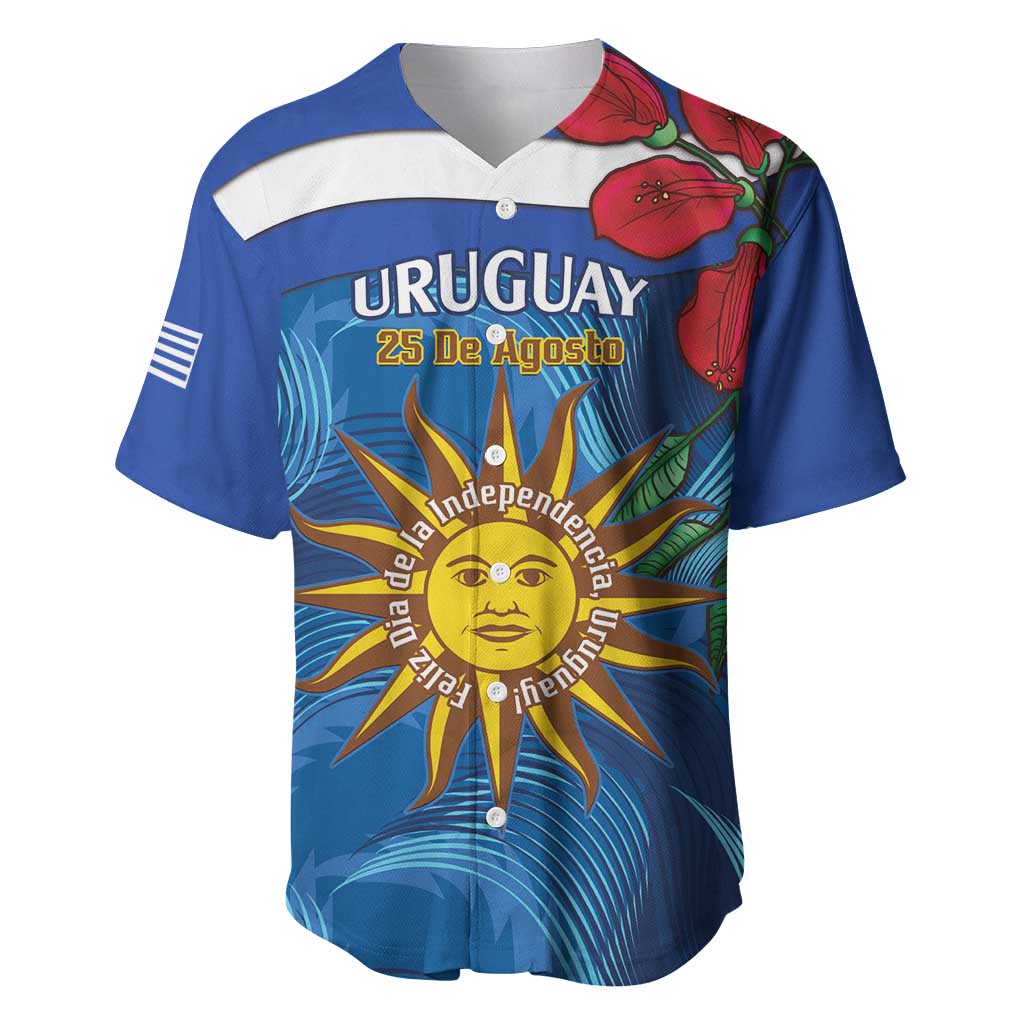Uruguay Independence Day Baseball Jersey 25 De Agosto Coat Of Arms With Ceibo - Wonder Print Shop