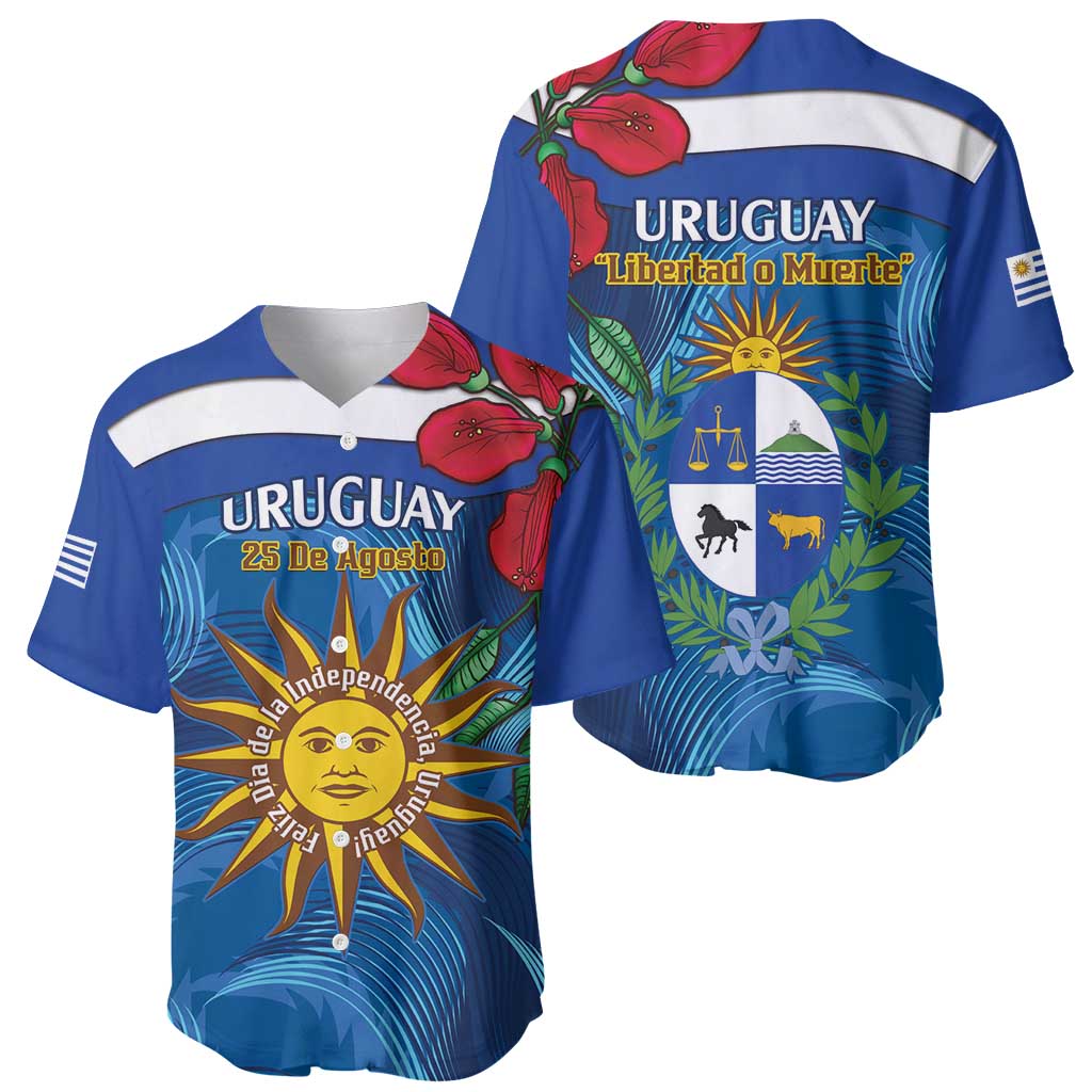 Uruguay Independence Day Baseball Jersey 25 De Agosto Coat Of Arms With Ceibo - Wonder Print Shop