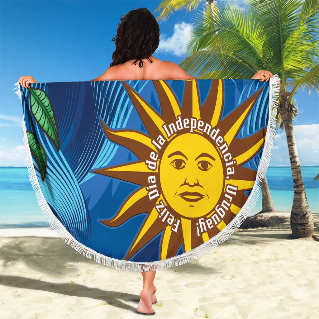 Uruguay Independence Day Beach Blanket 25 De Agosto Coat Of Arms With Ceibo - Wonder Print Shop