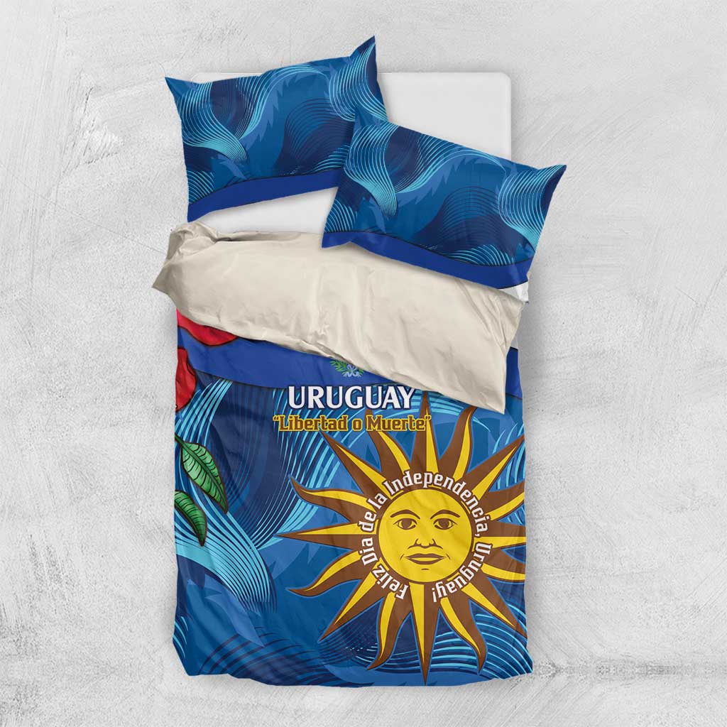 Uruguay Independence Day Bedding Set 25 De Agosto Coat Of Arms With Ceibo - Wonder Print Shop