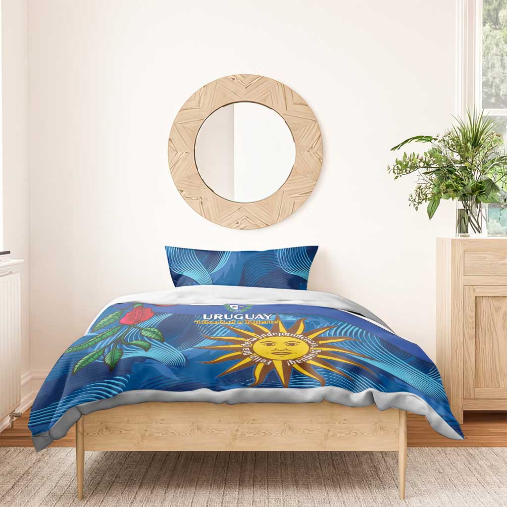 Uruguay Independence Day Bedding Set 25 De Agosto Coat Of Arms With Ceibo - Wonder Print Shop
