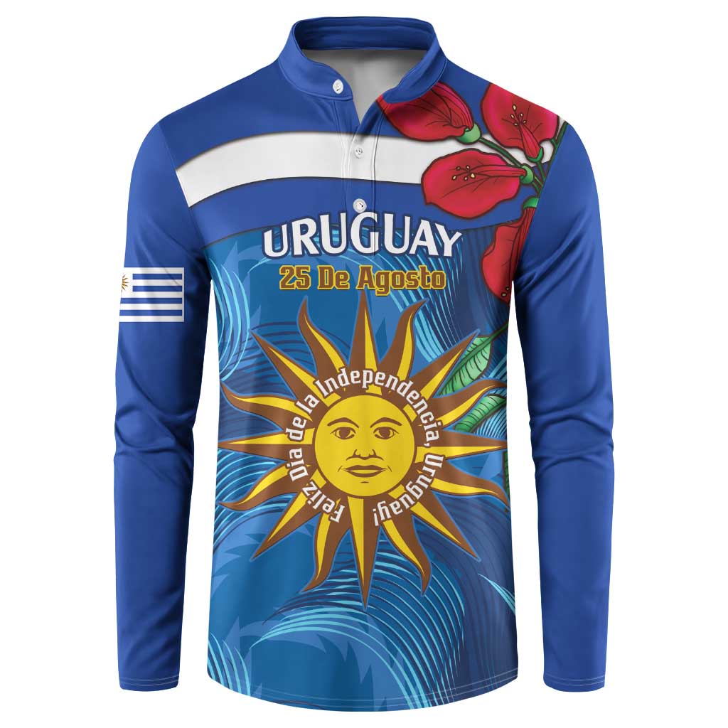 Uruguay Independence Day Button Sweatshirt 25 De Agosto Coat Of Arms With Ceibo - Wonder Print Shop